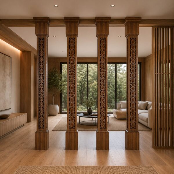 CNC Carved Walnut Wooden Room Divider Partition