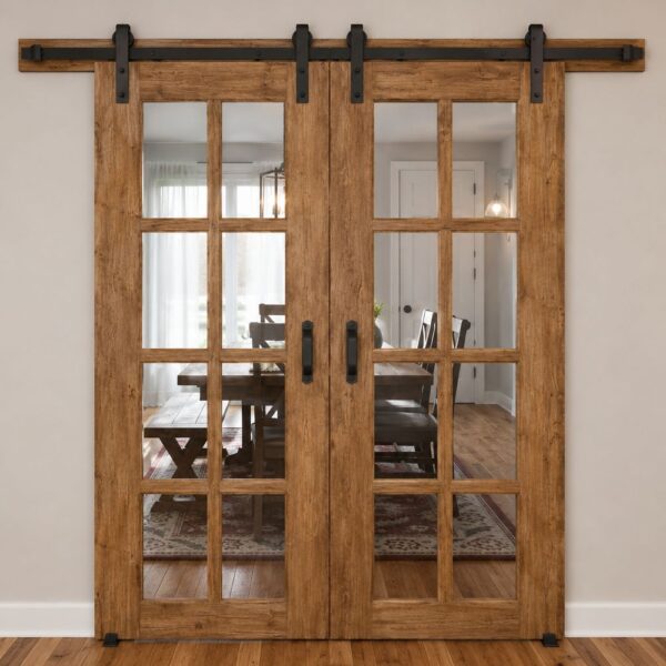 Natural Oak Wooden Sliding Glass Door