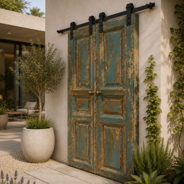 Vintage Turquoise Double Sliding Door