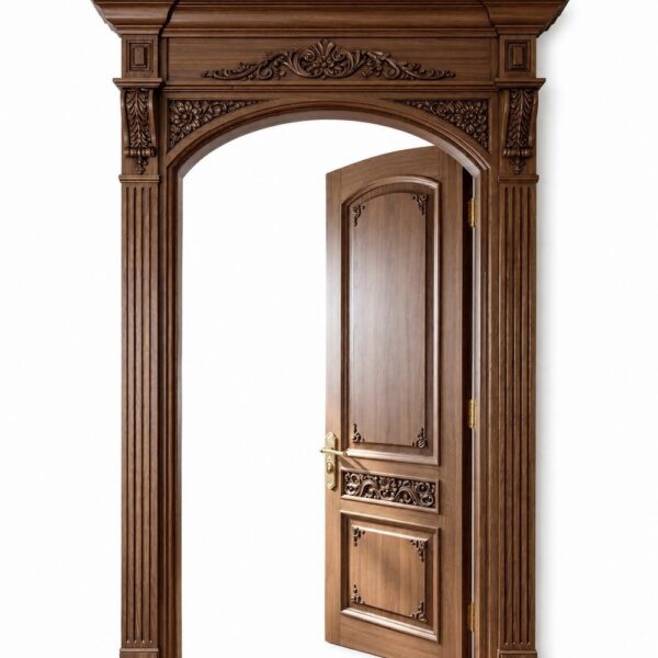 Decorative Walnut Arch Interior Door with Frame