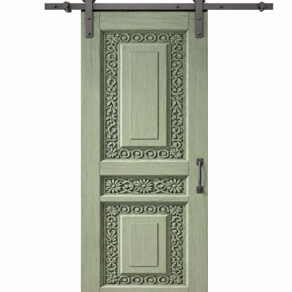 Decorative Wooden Sliding Door with Floral Border