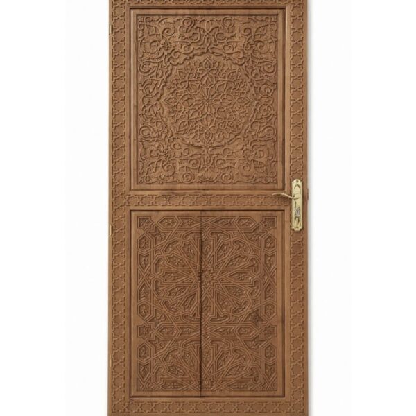 Single-leaf Walnut Wood Mosque Door with Floral Motif