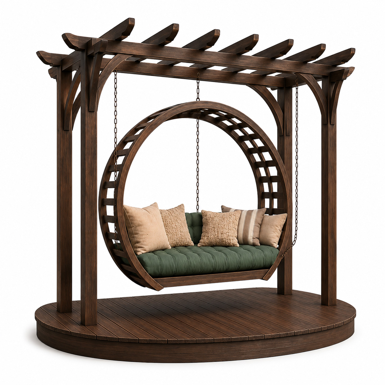 Yuvarlak Ahşap Pergola Salıncak Yuvarlak Ahşap Pergola Salıncak