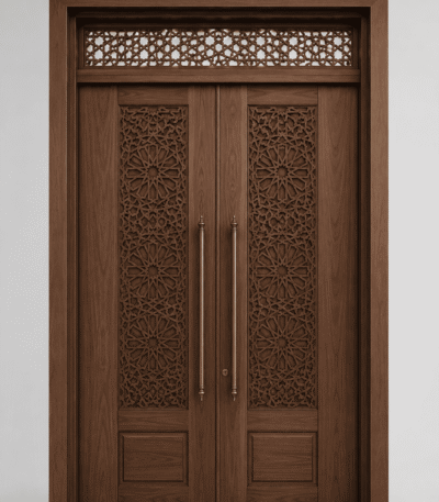 Çift Kanatlı Modern Ahşap Cami Kapısı – 150 cm