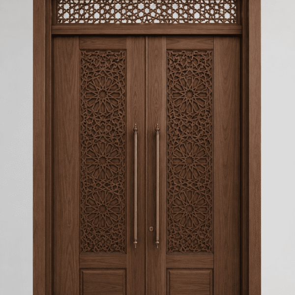 Çift Kanatlı Modern Ahşap Cami Kapısı – 150 cm