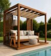 Modern Ahşap Pergola Oturma Alanı – Model KM-0024