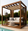 Modern Ahşap Pergola Oturma Alanı – Model KM-0024