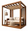 Modern Ahşap Pergola Oturma Alanı – Model KM-0024