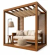 Modern Ahşap Pergola Oturma Alanı – Model KM-0024