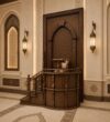 Modern Tarz İşlemeli Ahşap Cami Vaaz Kürsüsü