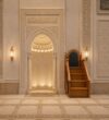 Modern Sade Ahşap Cami Minberi – Kompakt Tasarım