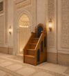 Modern Sade Ahşap Cami Minberi – Kompakt Tasarım