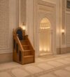 Modern Sade Ahşap Cami Minberi – Kompakt Tasarım