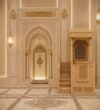 Açık Meşe Renkli İşlemeli Ahşap Cami Minberi