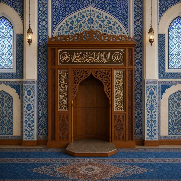 Altın Hatlı Klasik Ahşap Cami Mihrabı