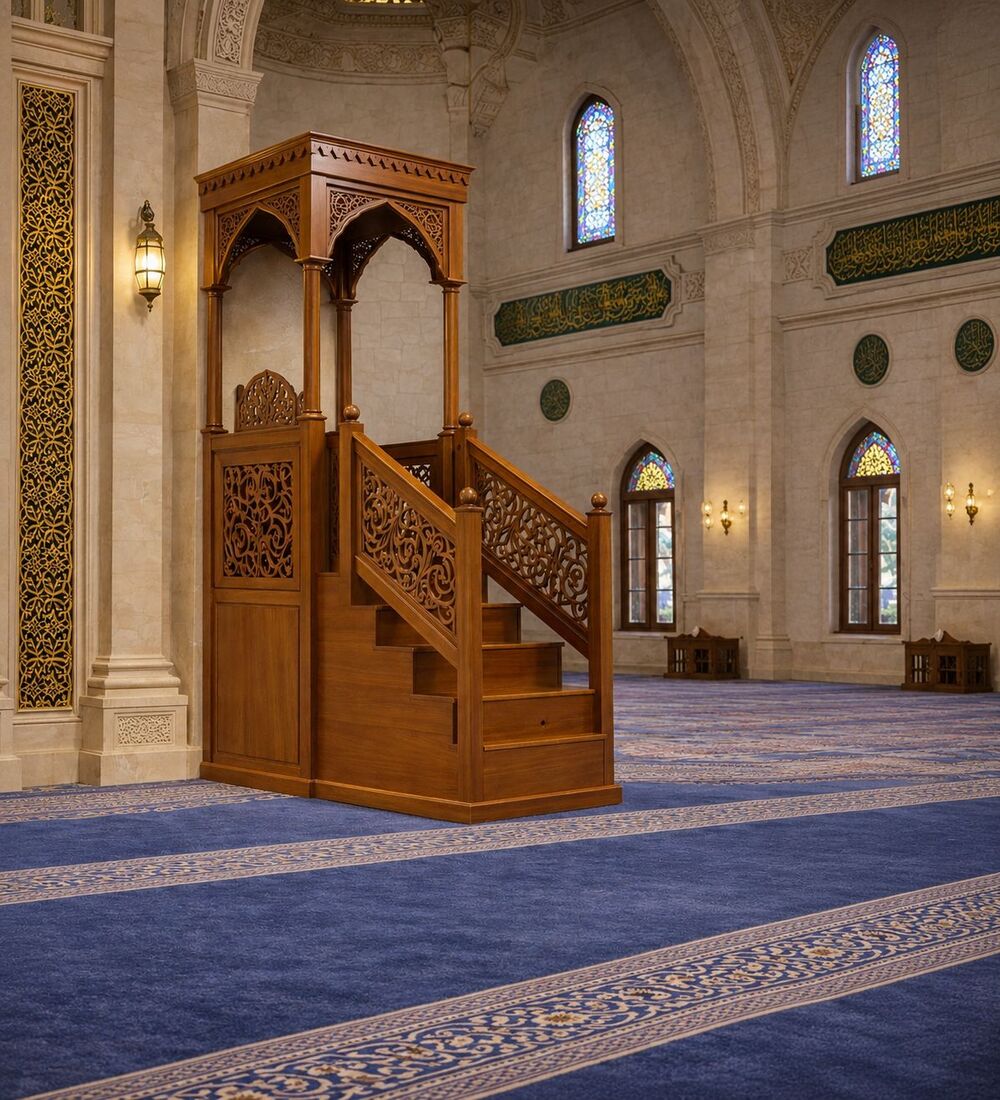 El İşçiliği Ahşap Cami Minberi – Oyma Motifli Geleneksel Cami El İşçiliği Ahşap Cami Minberi – Oyma Motifli Geleneksel Cami