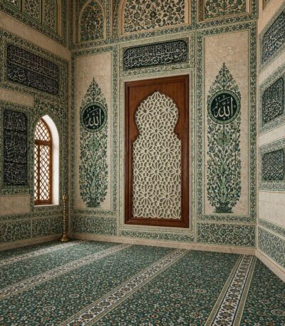 Ahşap İslami Desenli Duvar Paneli – Dekoratif Oymalı Duvar Süsü