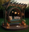 Yuvarlak Ahşap Pergola Salıncak