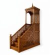 Ahşap Cami Minberi – El Oyması İslami Motifli Cami Minberi