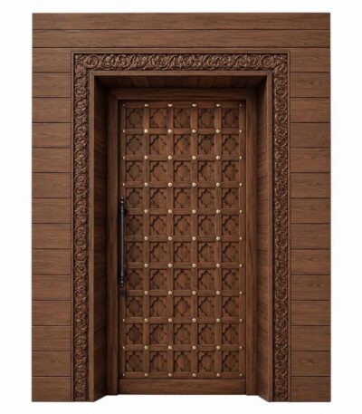 Geniş Söveli CNC Oymalı Ahşap Kapı – WCD-05