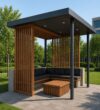 Modern Ahşap Pergola Oturma Alanı – Model KM-0025