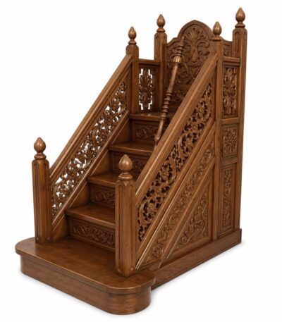 El Oyması İşlemeli Ahşap Cami Vaaz Kürsüsü