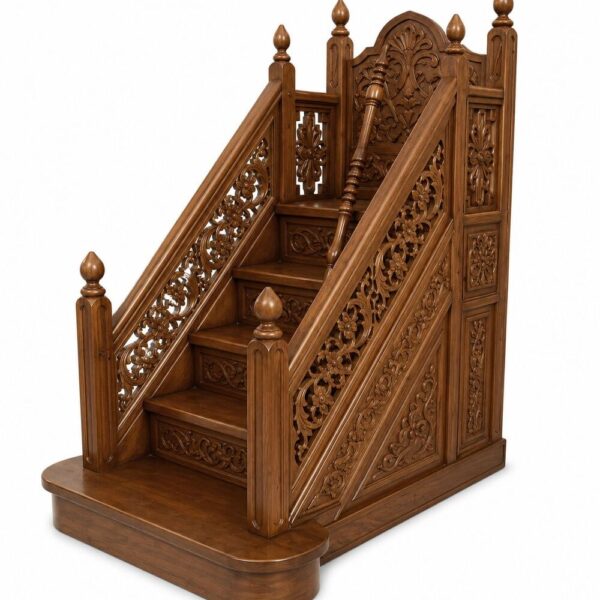El Oyması İşlemeli Ahşap Cami Vaaz Kürsüsü
