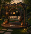 Yuvarlak Ahşap Pergola Salıncak
